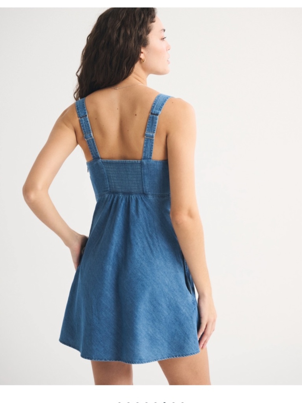 NWT A&F Bra-free Tie-front Chambray Mini Dress size large tall - Picture 4 of 10